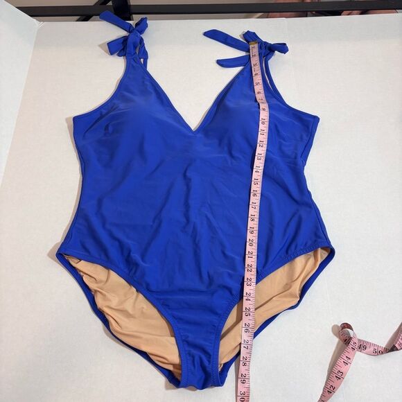 J. CREW BRILLIANT BLUE TIE SHOULDER ONE PIECE SWIMSUIT Size 2X BR591 - Picture 14 of 14